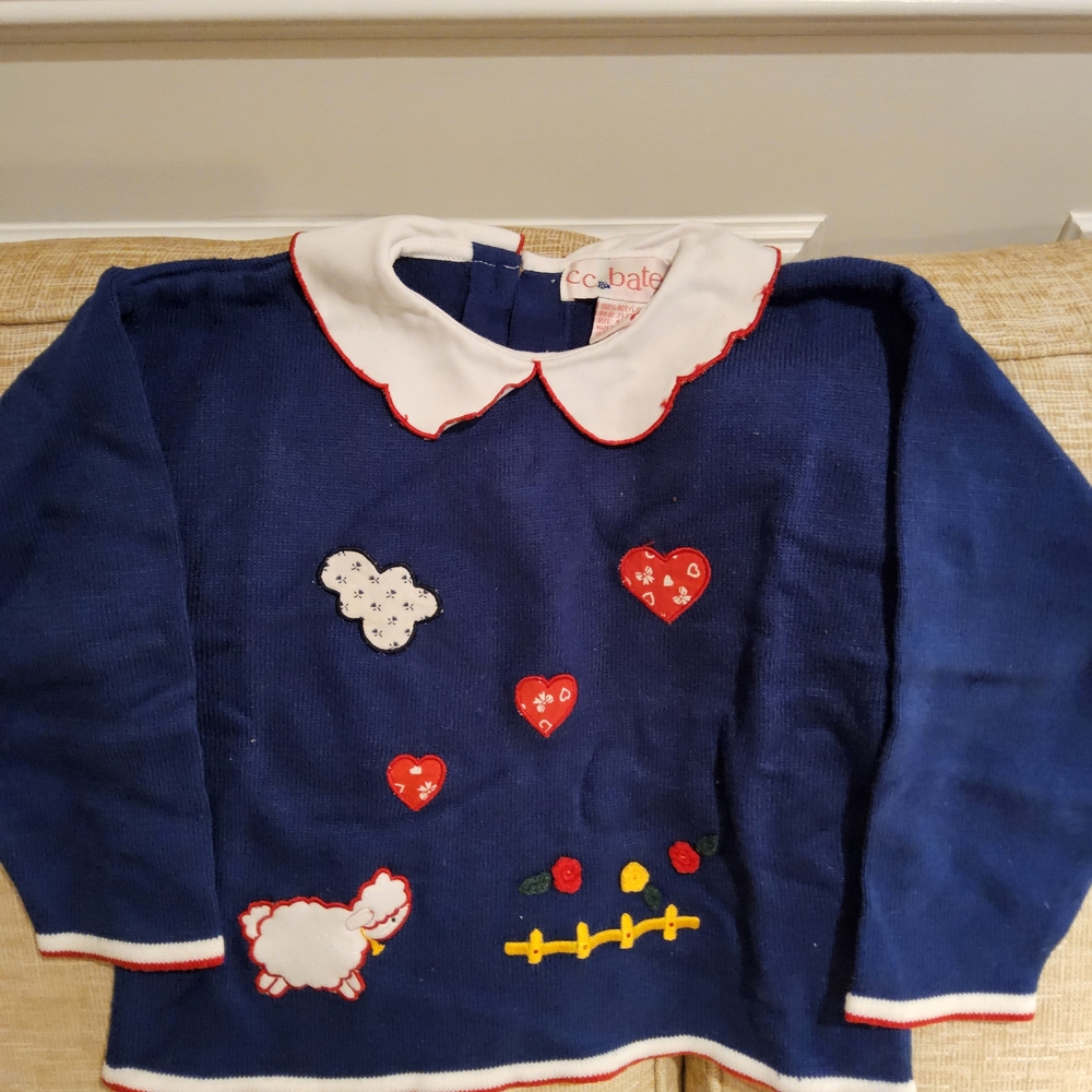 Charming Blue Kids Sweater Set with Heart and Cloud Accents